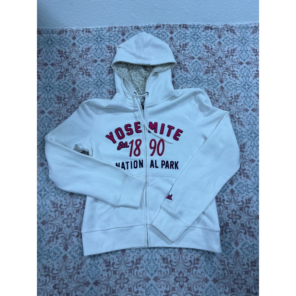 Prairie Mountain Yosemite National Park Full Zip Hoodie White Pink Large NWT